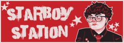 A retangular button with a modified version of the page banner. Used to link back to the site.